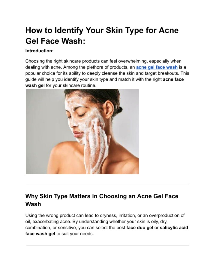 how to identify your skin type for acne gel face