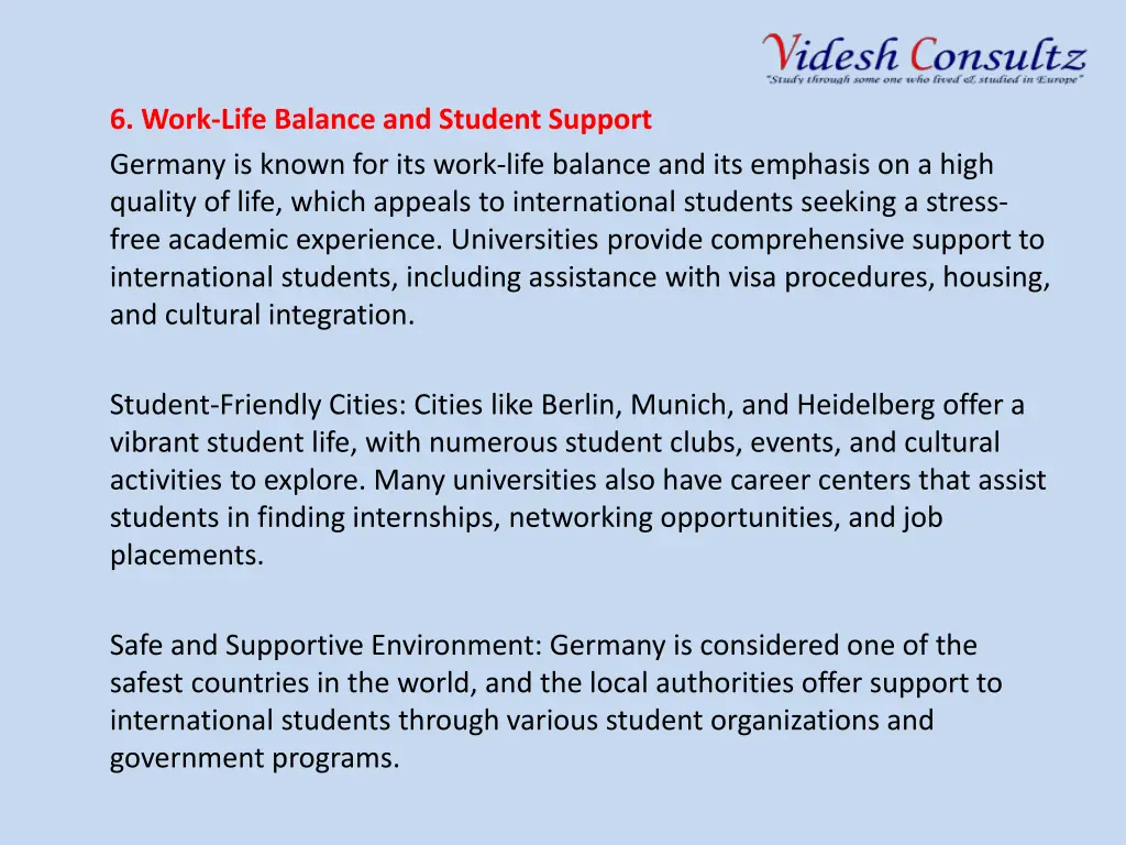 6 work life balance and student support germany