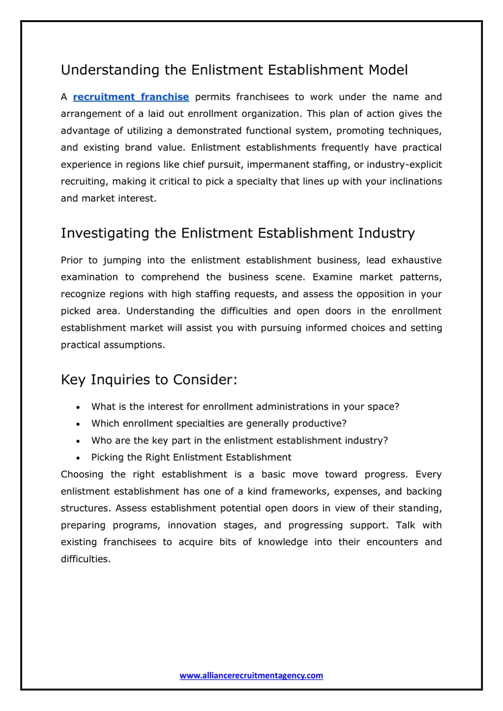 understanding the enlistment establishment model