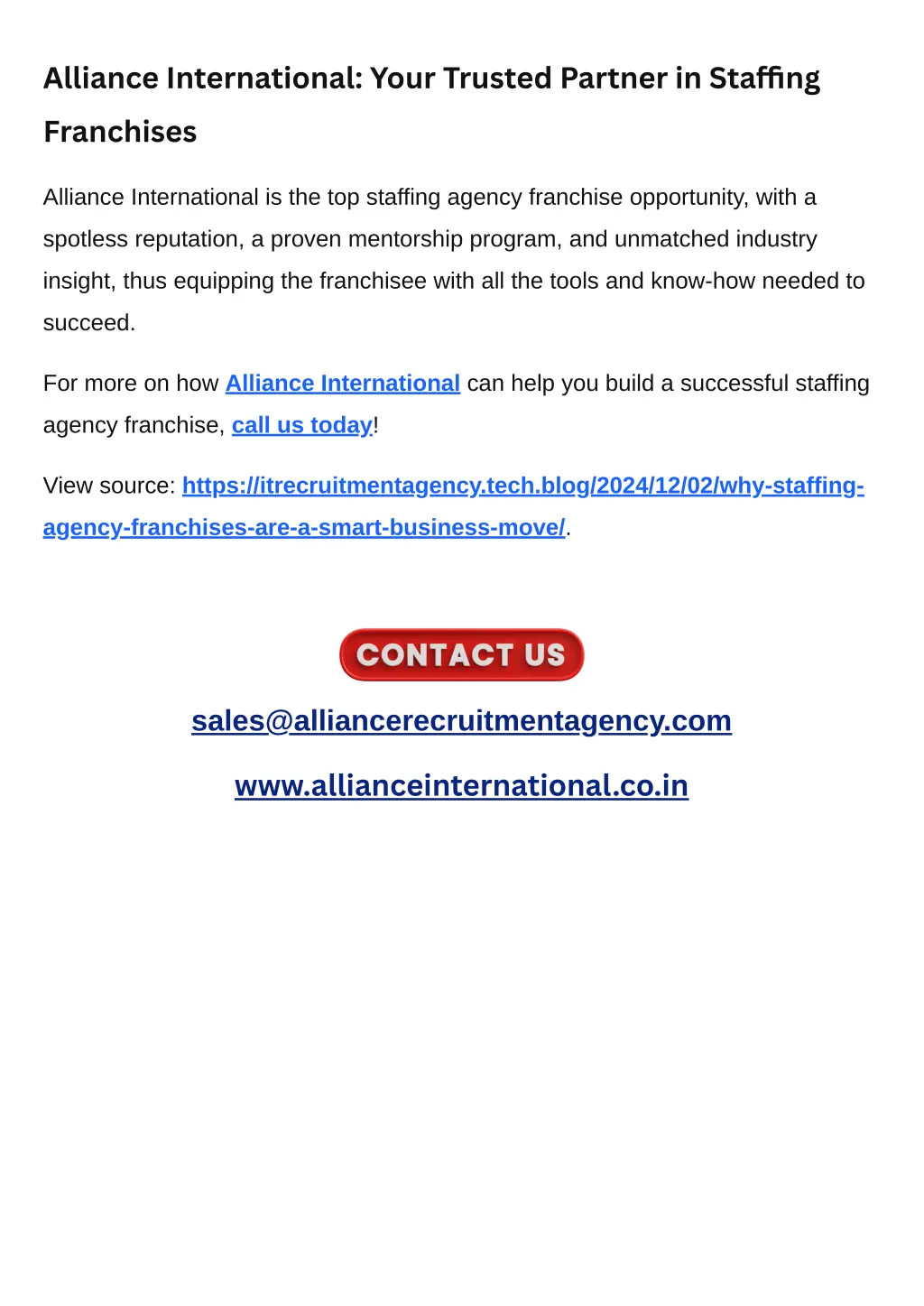 alliance international your trusted partner