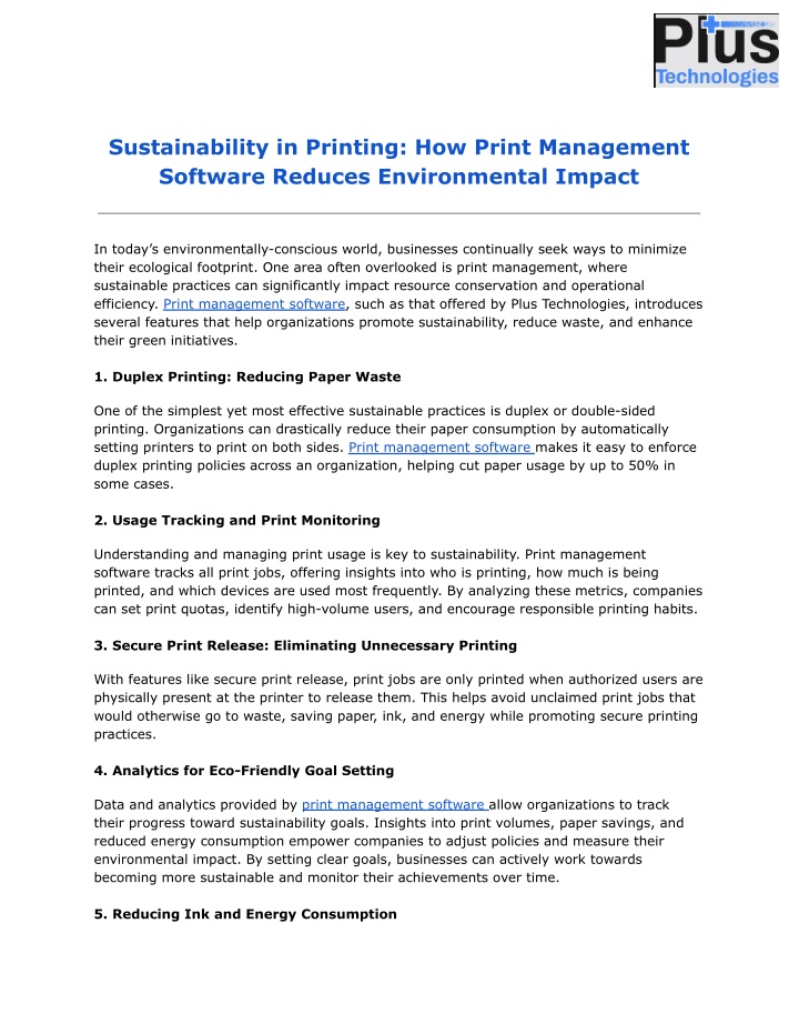 sustainability in printing how print management
