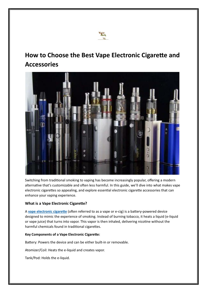 how to choose the best vape electronic cigarette