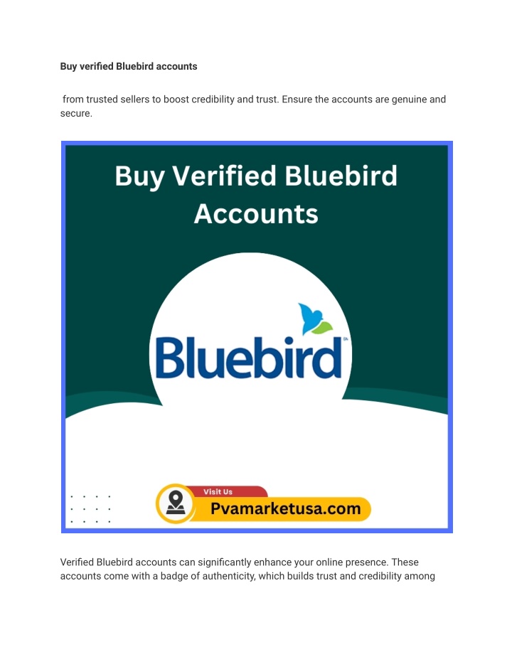 buy verified bluebird accounts