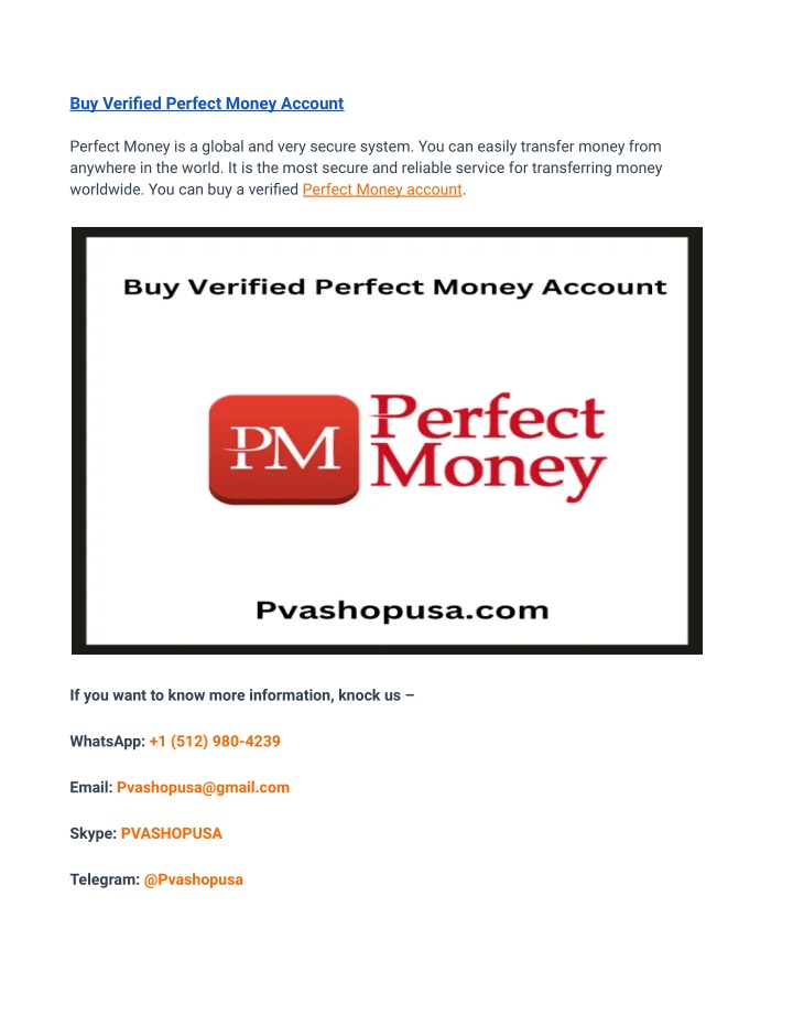 buy verified perfect money account