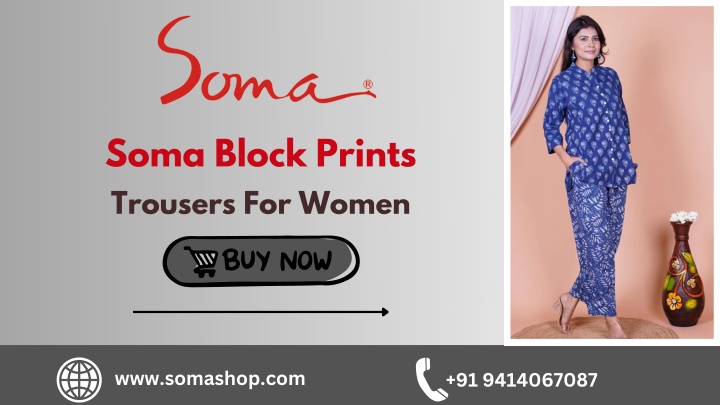 soma block prints trousers for women