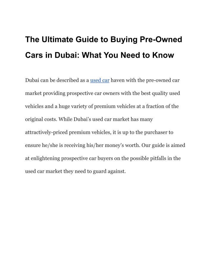 the ultimate guide to buying pre owned