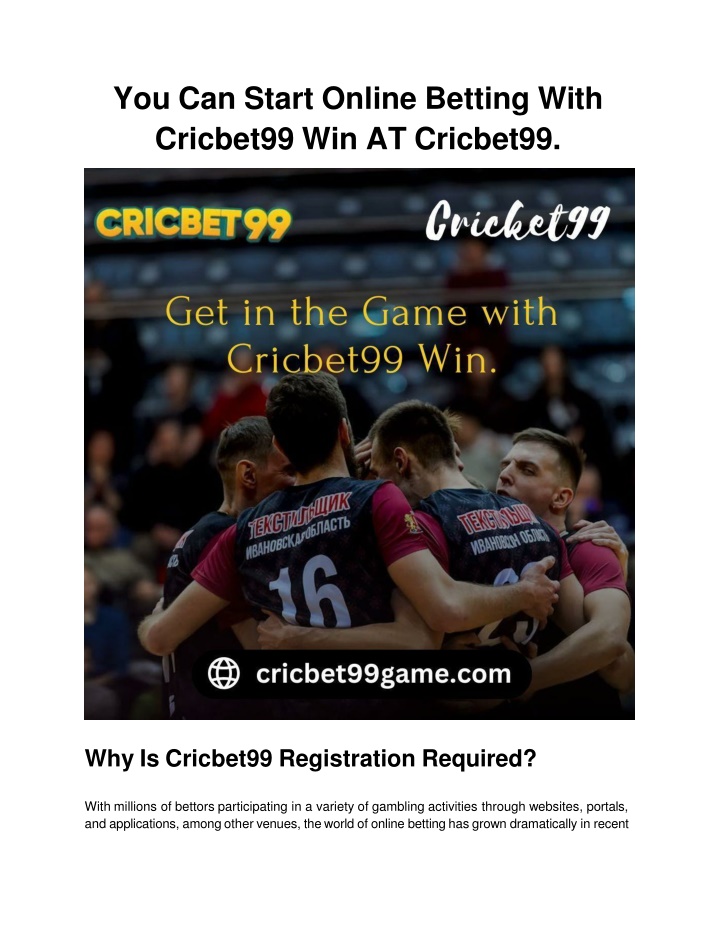 you can start online betting with cricbet99