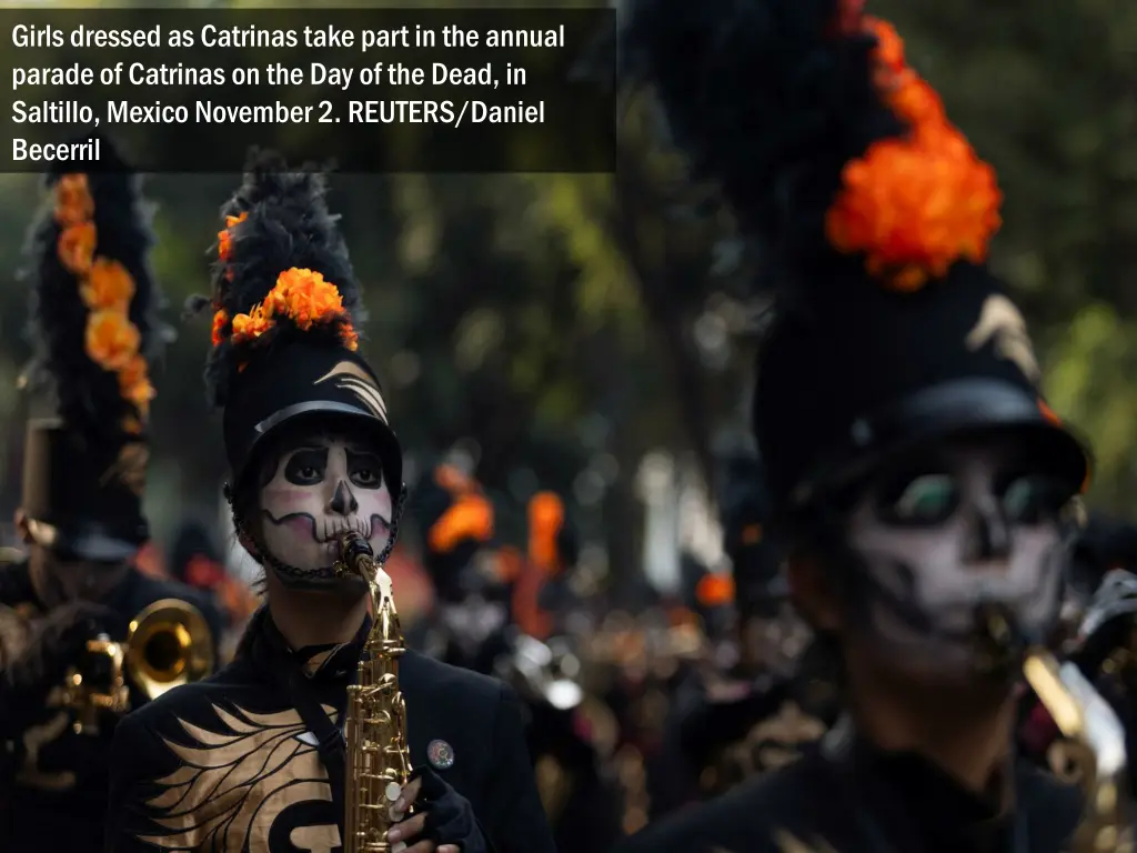 girls dressed as catrinas take part in the annual