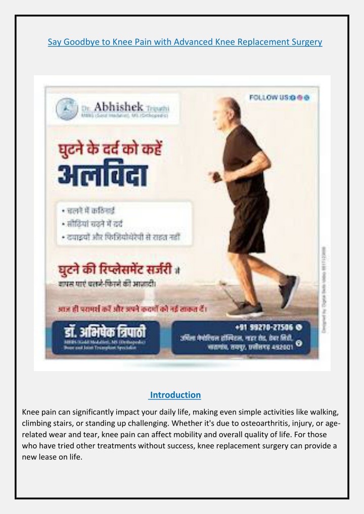 say goodbye to knee pain with advanced knee