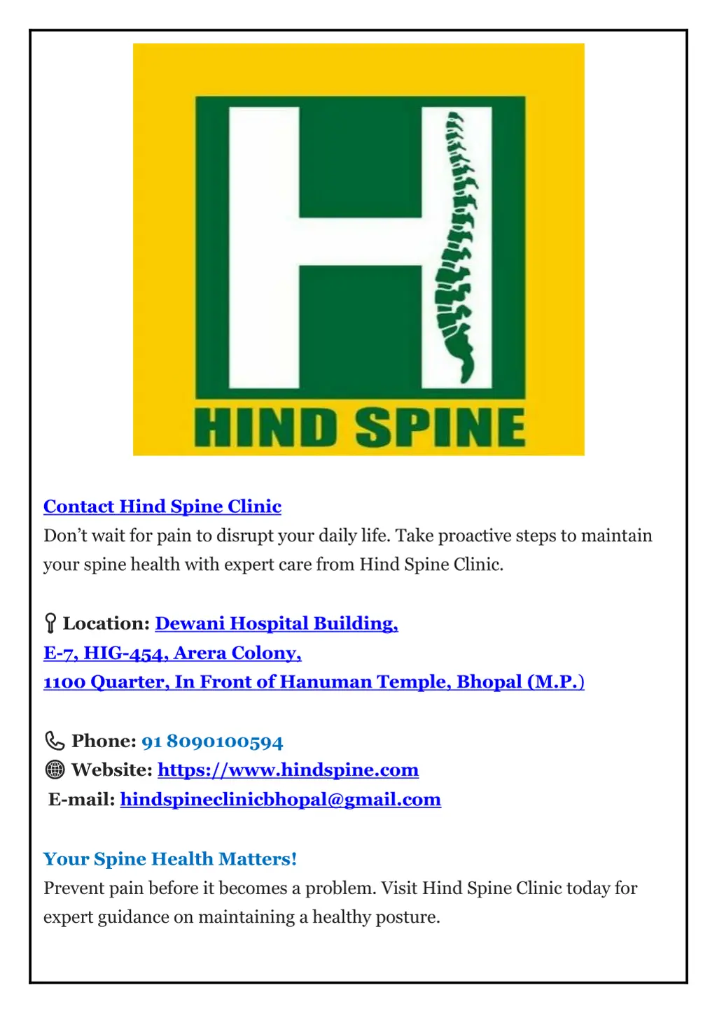 contact hind spine clinic don t wait for pain
