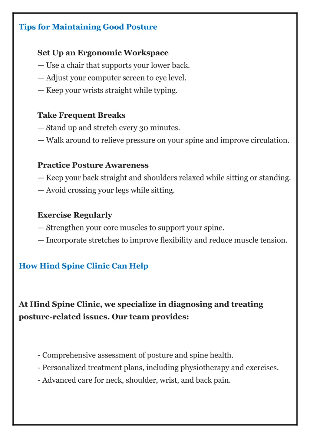 tips for maintaining good posture