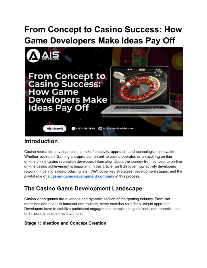 from concept to casino success how game