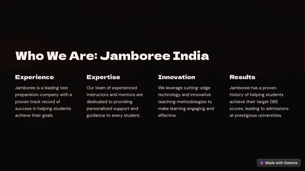 who we are jamboree india