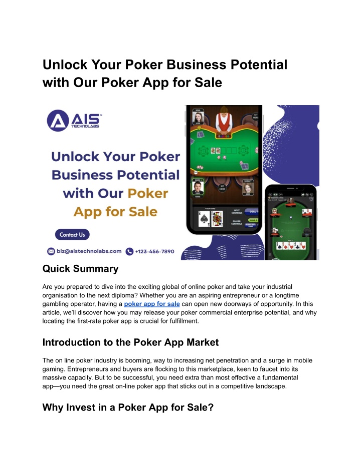 unlock your poker business potential with