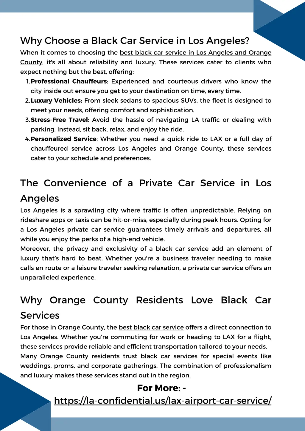 why choose a black car service in los angeles