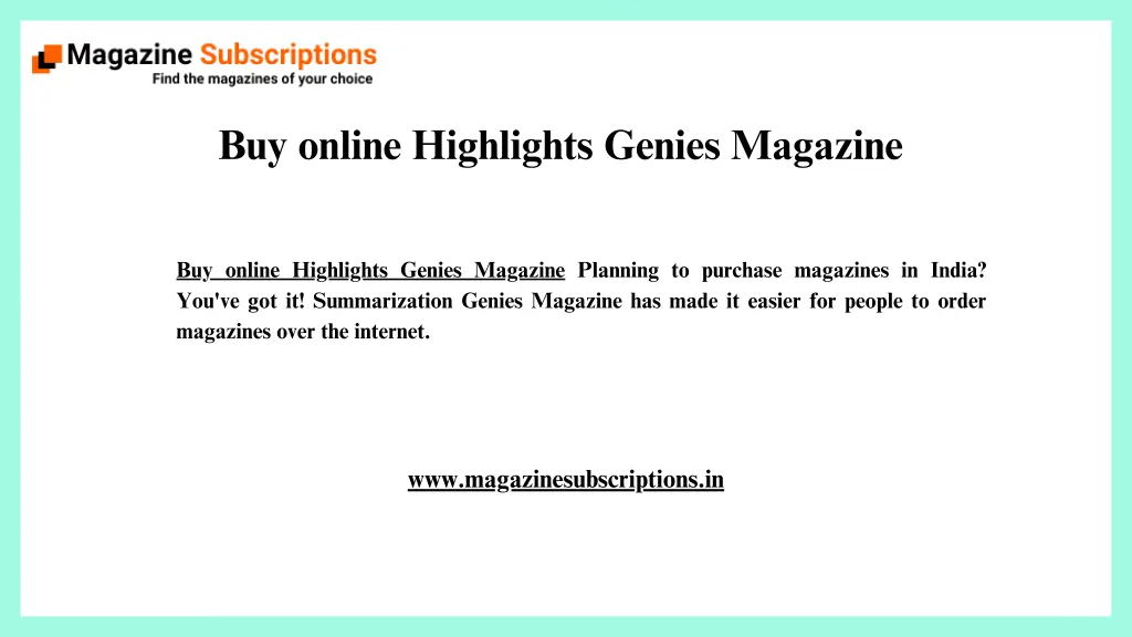 buy online highlights genies magazine