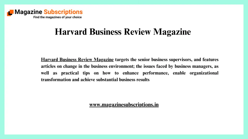 harvard business review magazine