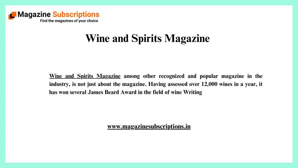 wine and spirits magazine