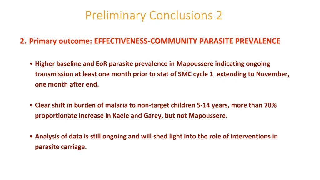 preliminary conclusions 2