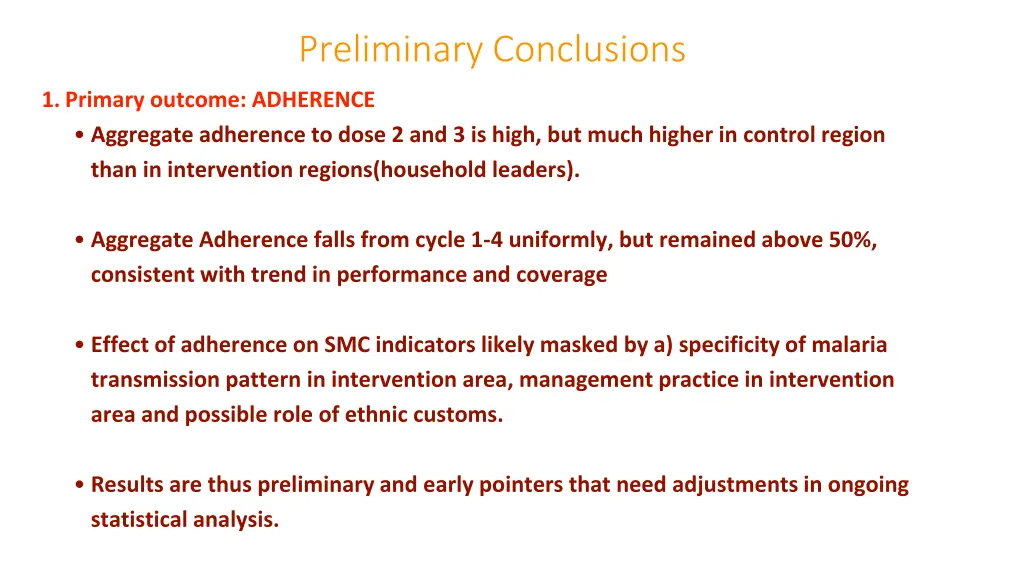 preliminary conclusions