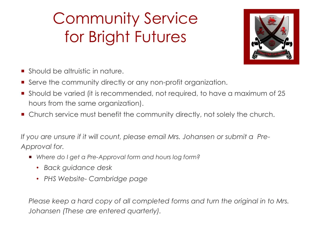 community service for bright futures