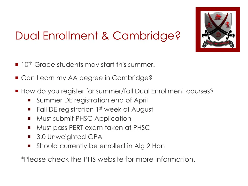 dual enrollment cambridge