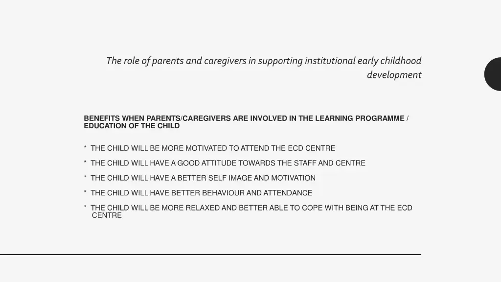 the role of parents and caregivers in supporting 1