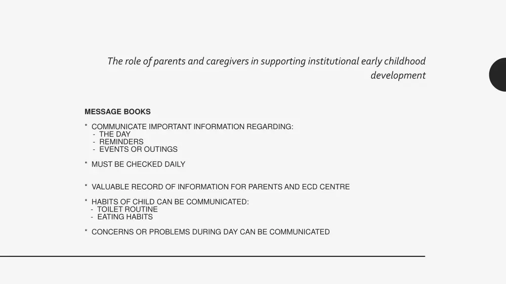 the role of parents and caregivers in supporting 6