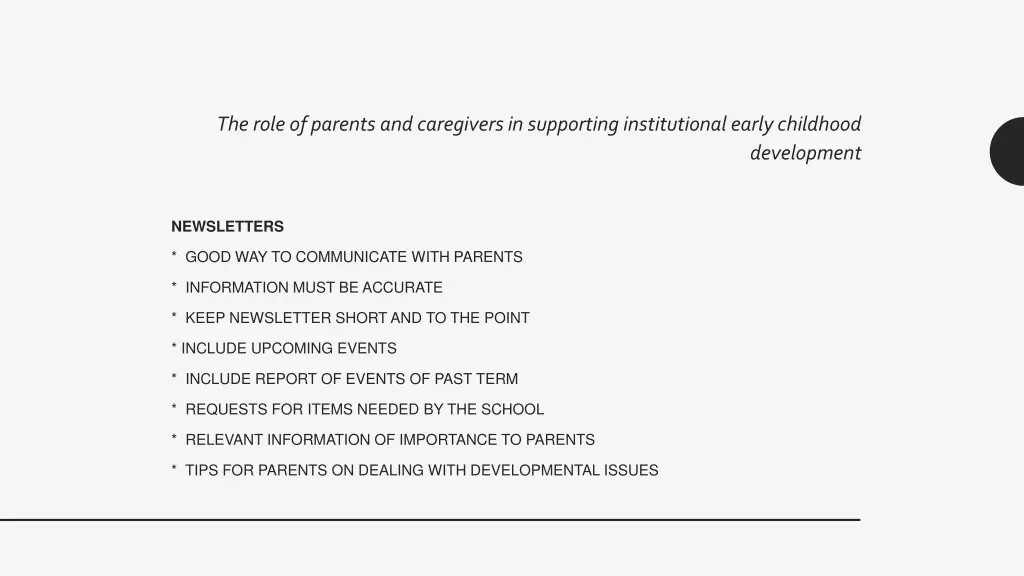 the role of parents and caregivers in supporting 7