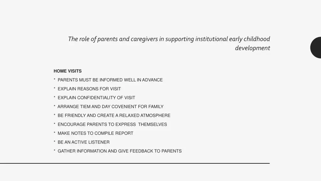 the role of parents and caregivers in supporting 9