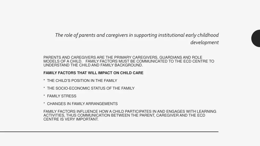 the role of parents and caregivers in supporting