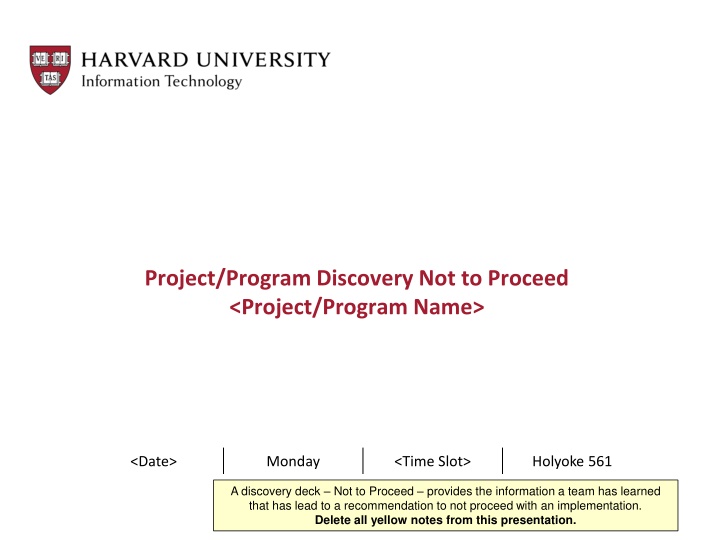 project program discovery not to proceed project