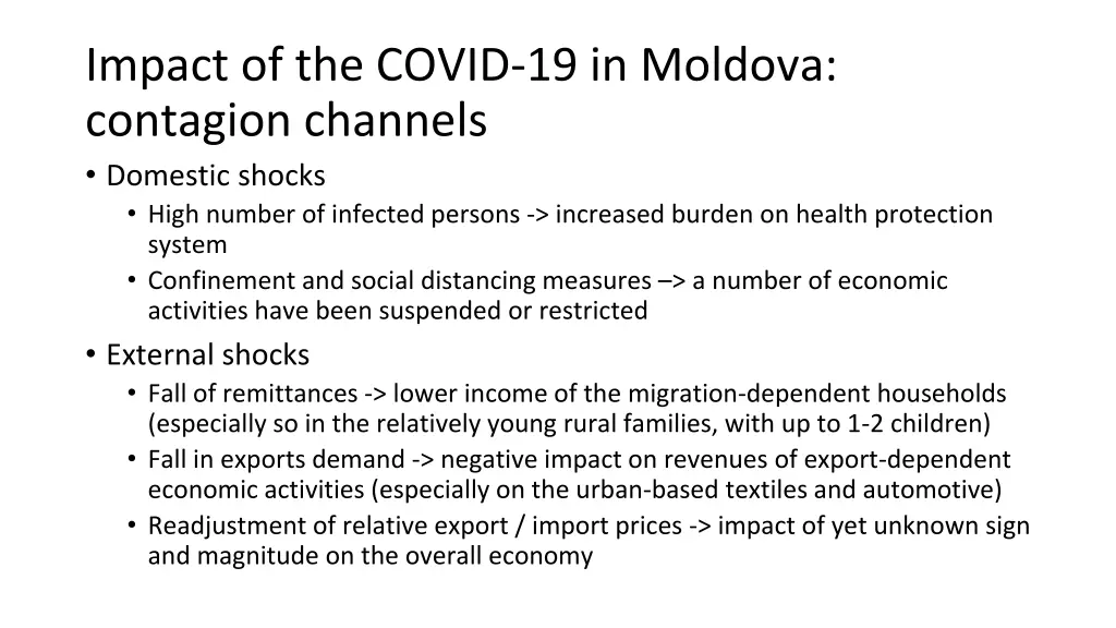 impact of the covid 19 in moldova contagion