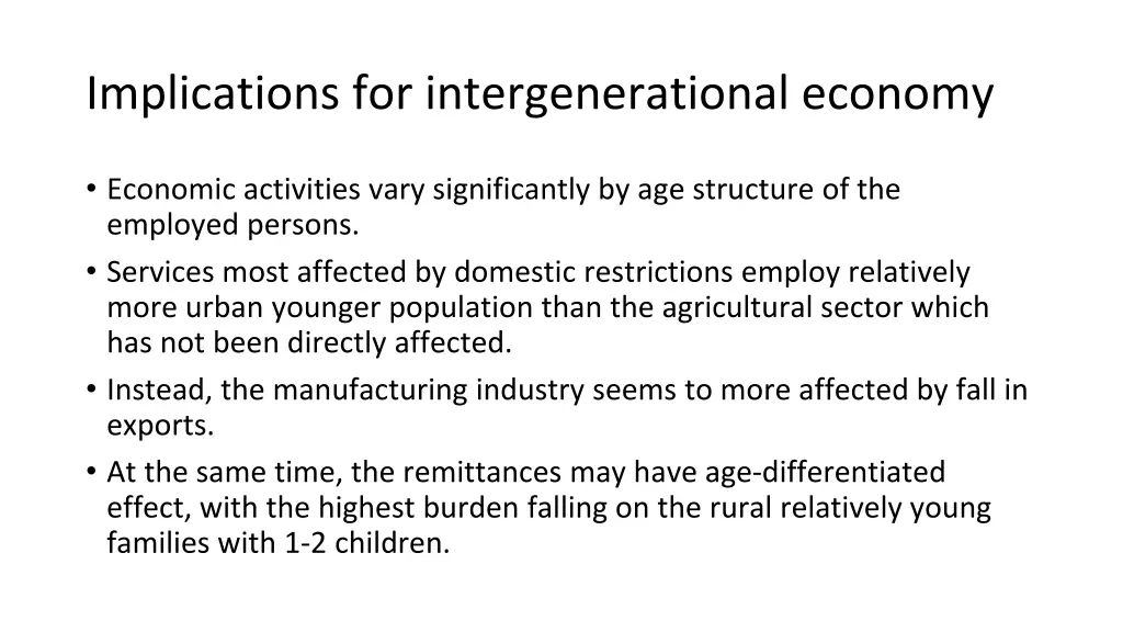 implications for intergenerational economy