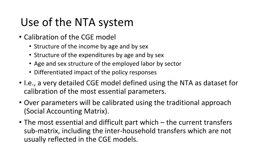 use of the nta system calibration