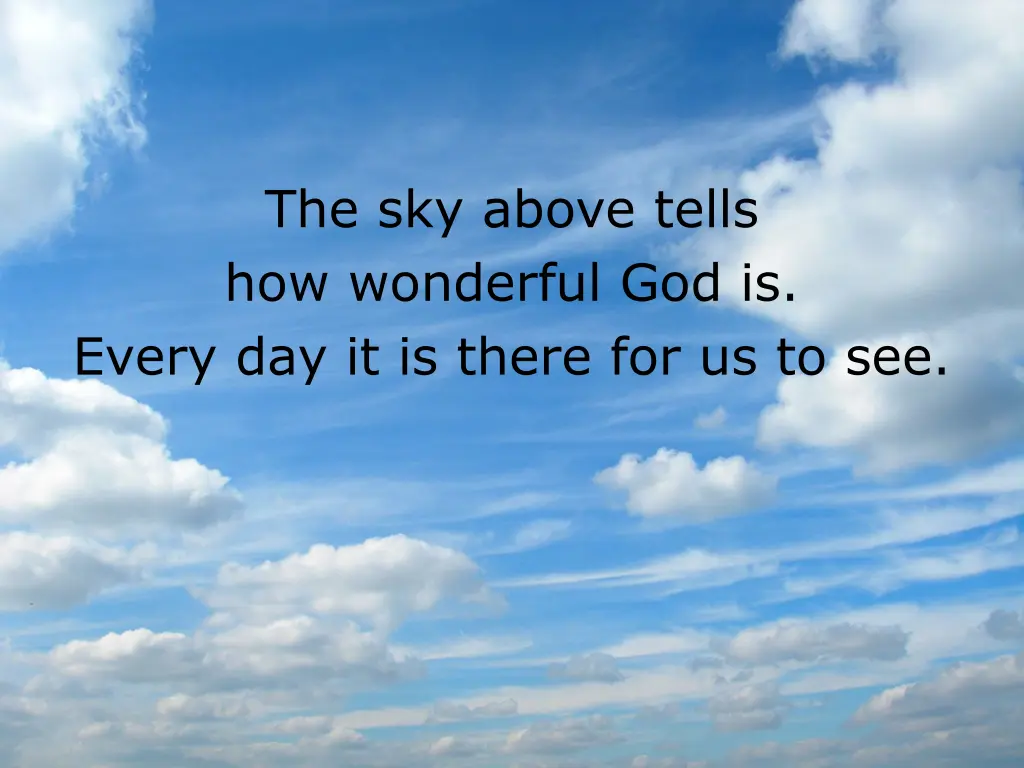 the sky above tells how wonderful god is every