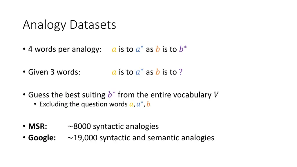 analogy datasets