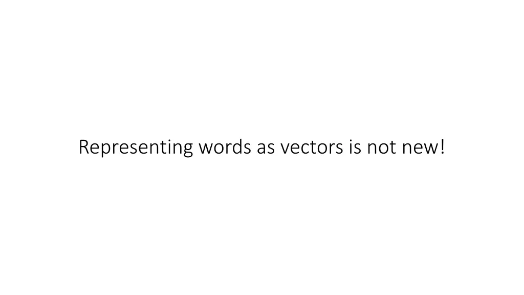 representing words as vectors is not new