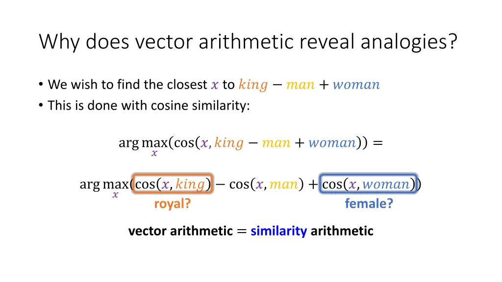 why does vector arithmetic reveal analogies 8