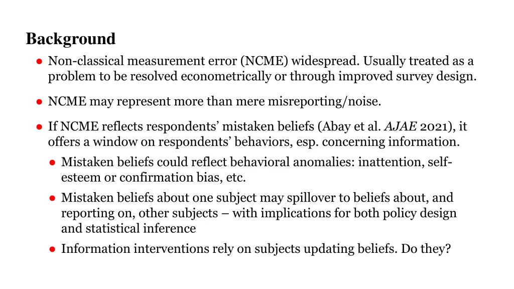 background non classical measurement error ncme