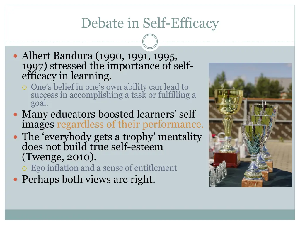 debate in self efficacy