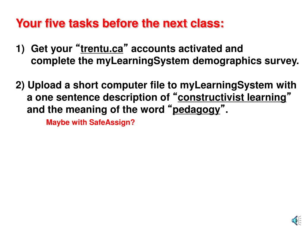 your five tasks before the next class 2