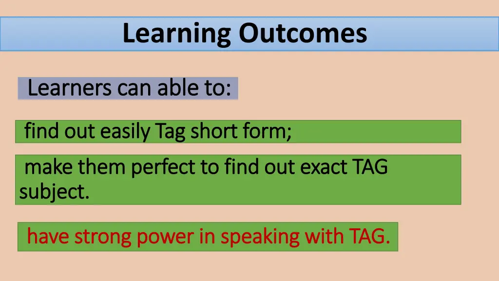 learning outcomes