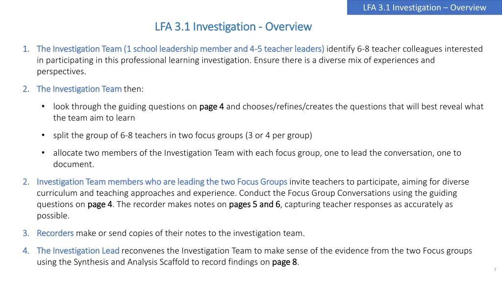 lfa 3 1 investigation overview