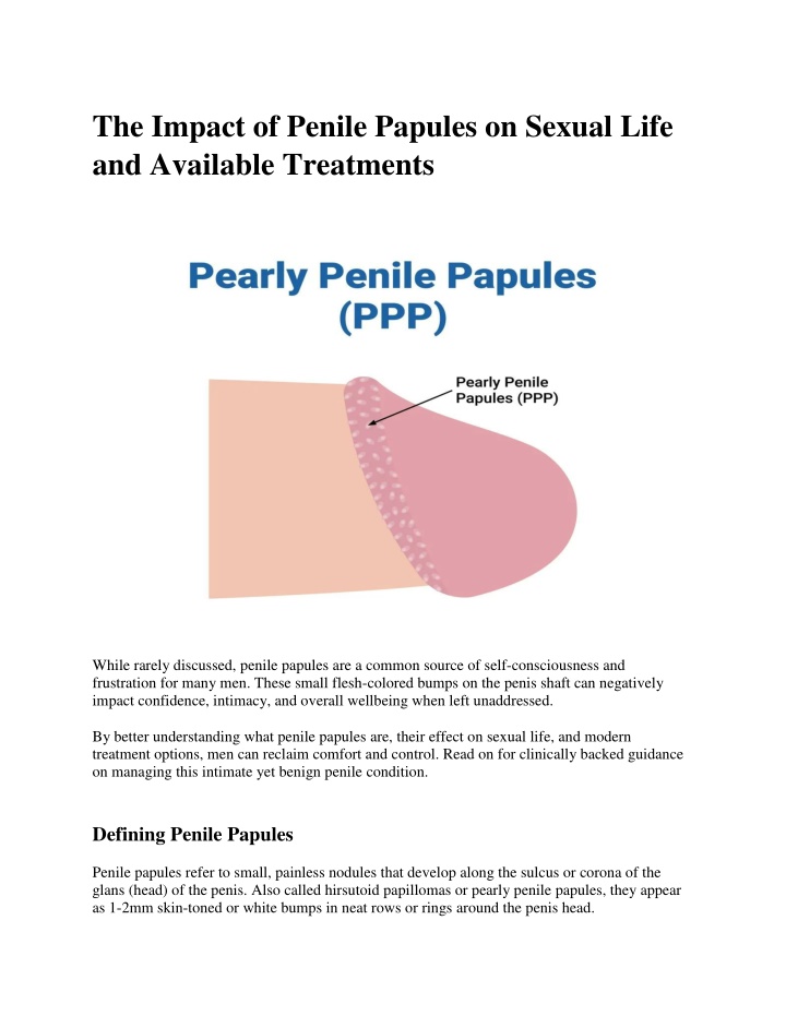 the impact of penile papules on sexual life