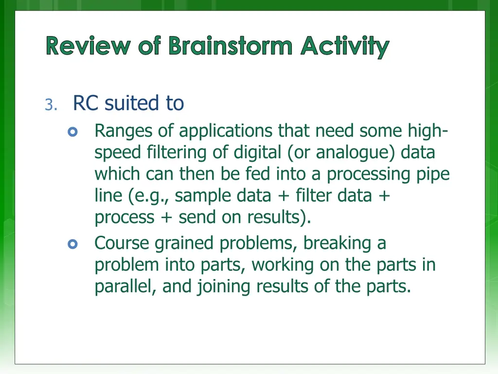 review of brainstorm activity 1