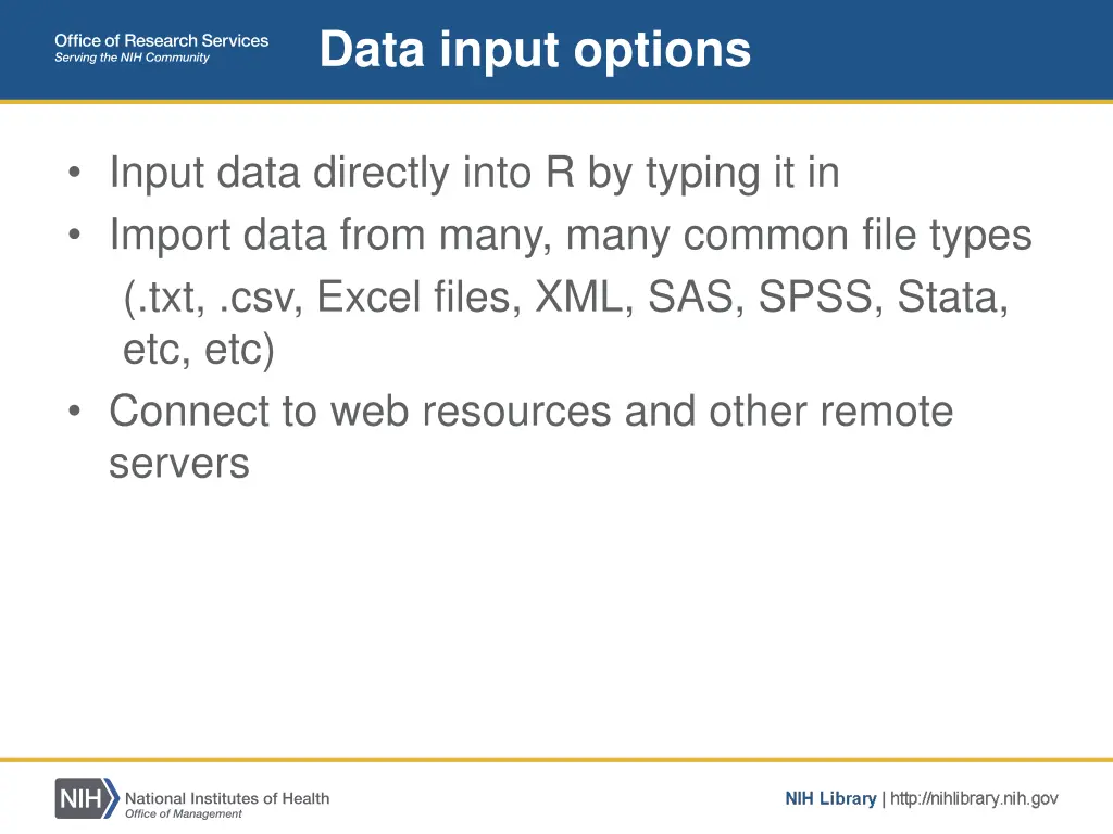 data input options