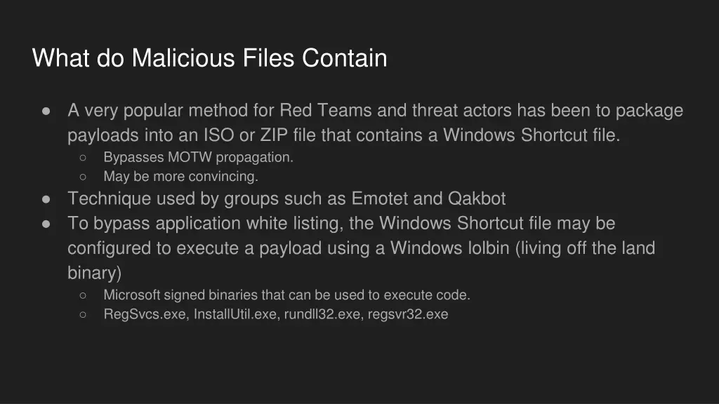 what do malicious files contain