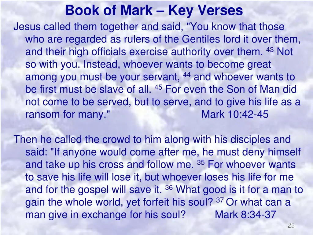 book of mark key verses jesus called them