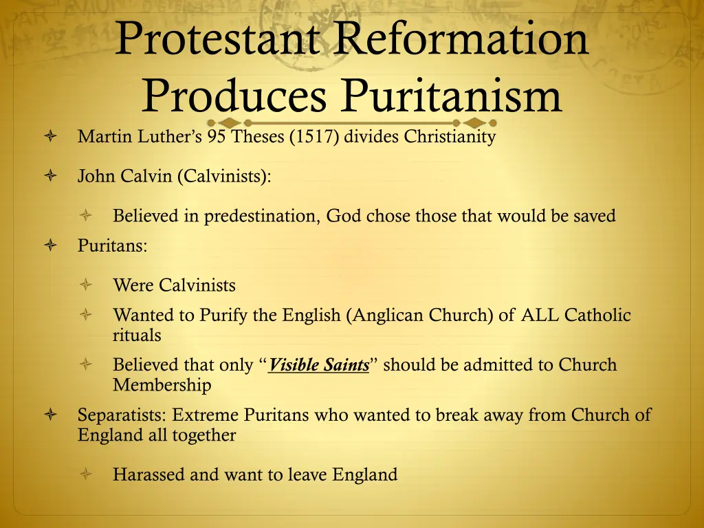 protestant reformation produces puritanism martin